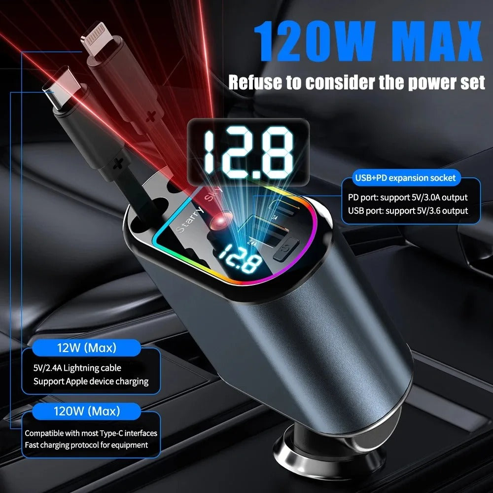 Retractable 4 in 1 Car Charger