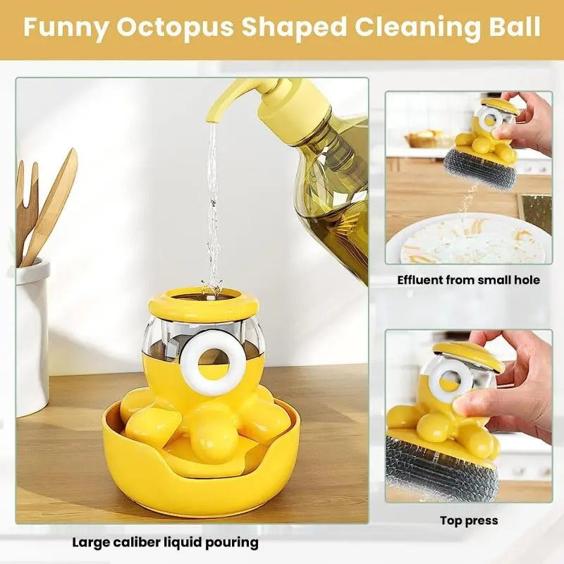 2-in-1 Octopus Dispensing Steel Brush