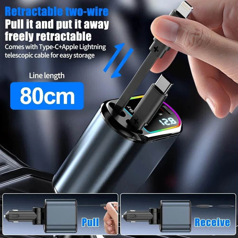 Retractable 4 in 1 Car Charger