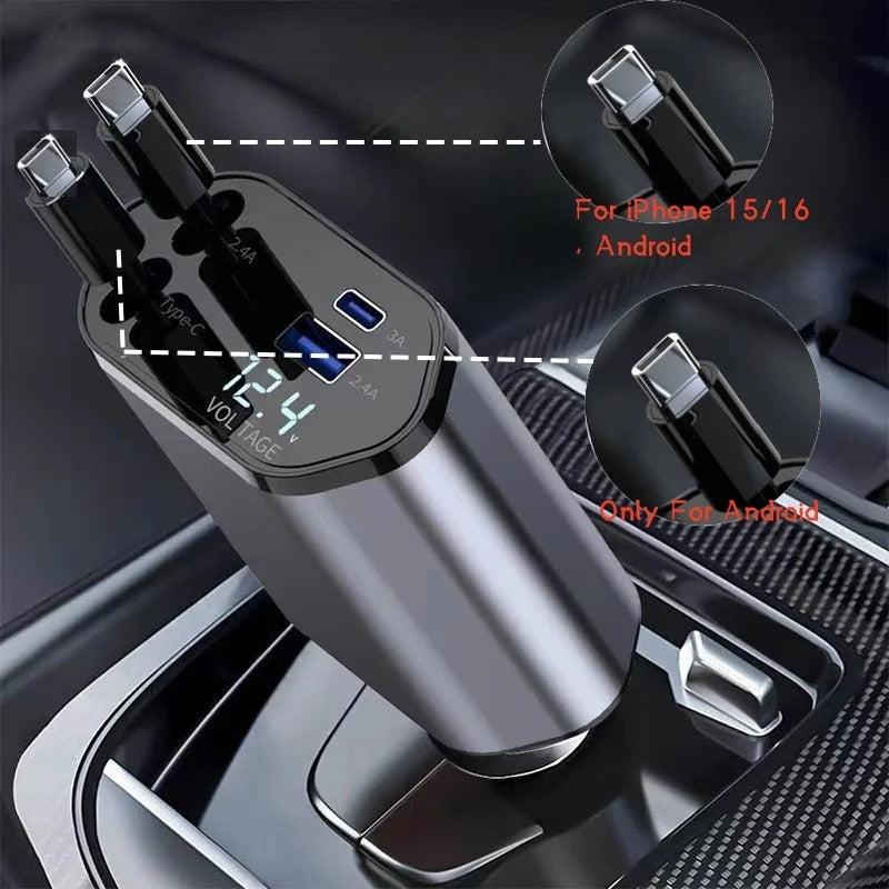Retractable 4 in 1 Car Charger