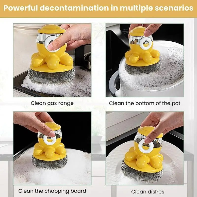 2-in-1 Octopus Dispensing Steel Brush