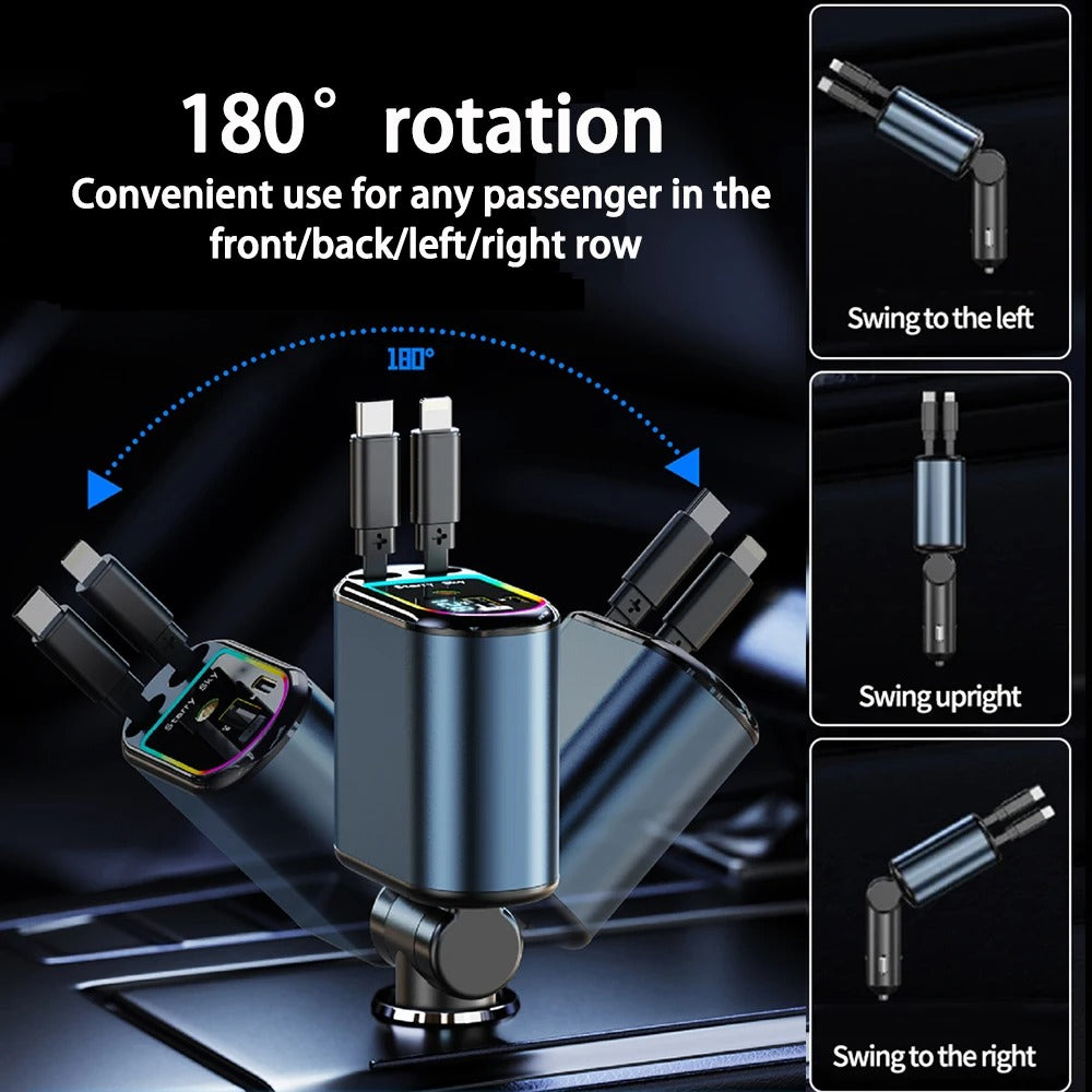 Retractable 4 in 1 Car Charger