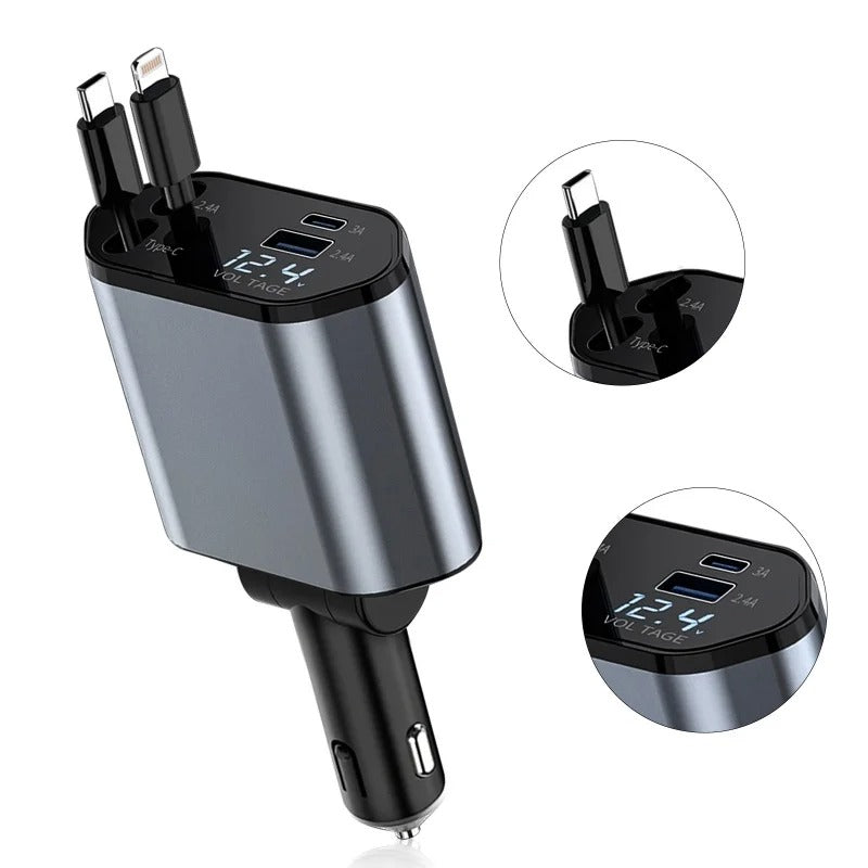 Retractable 4 in 1 Car Charger