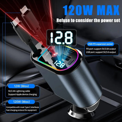 Retractable 4 in 1 Car Charger