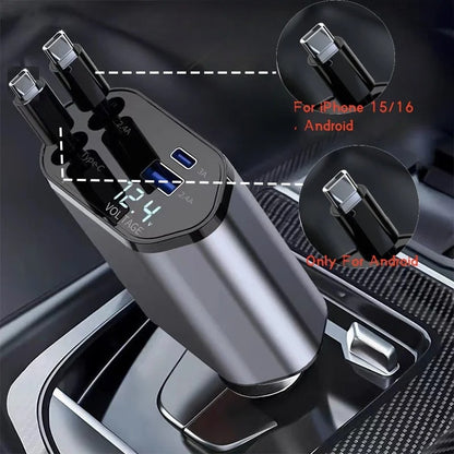 Retractable 4 in 1 Car Charger